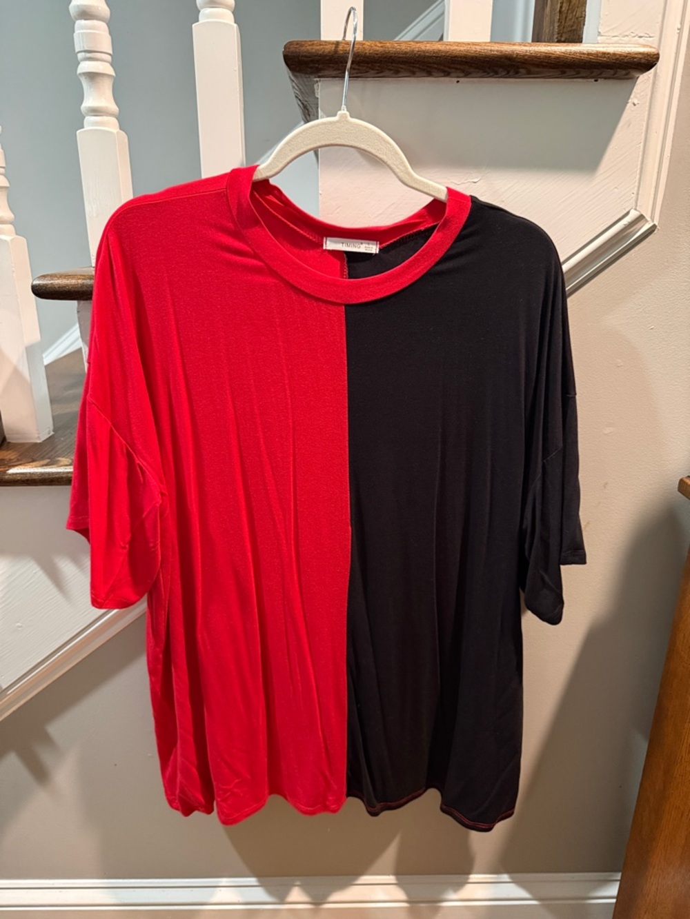 Timing Red and Black Colorblock Tee